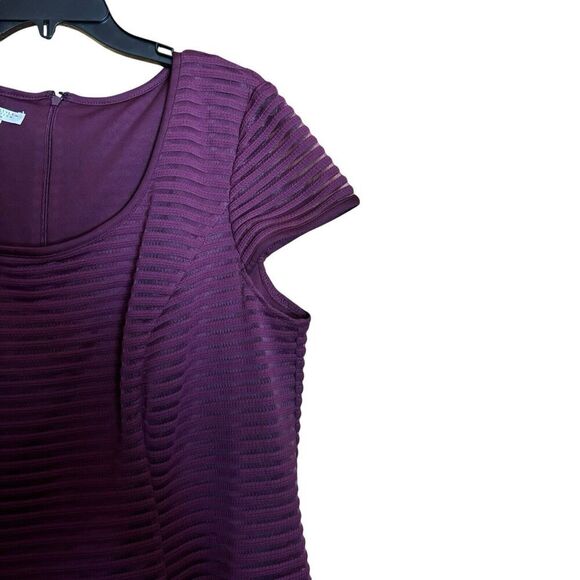London Style Fit Flare Dress Women 18W Purple Stripe Stretch Cap Sleeve Cocktail - Picture 3 of 9